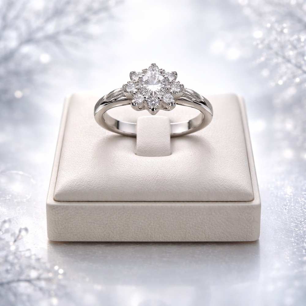 Flower Shaped Cubic Zirconia Ring